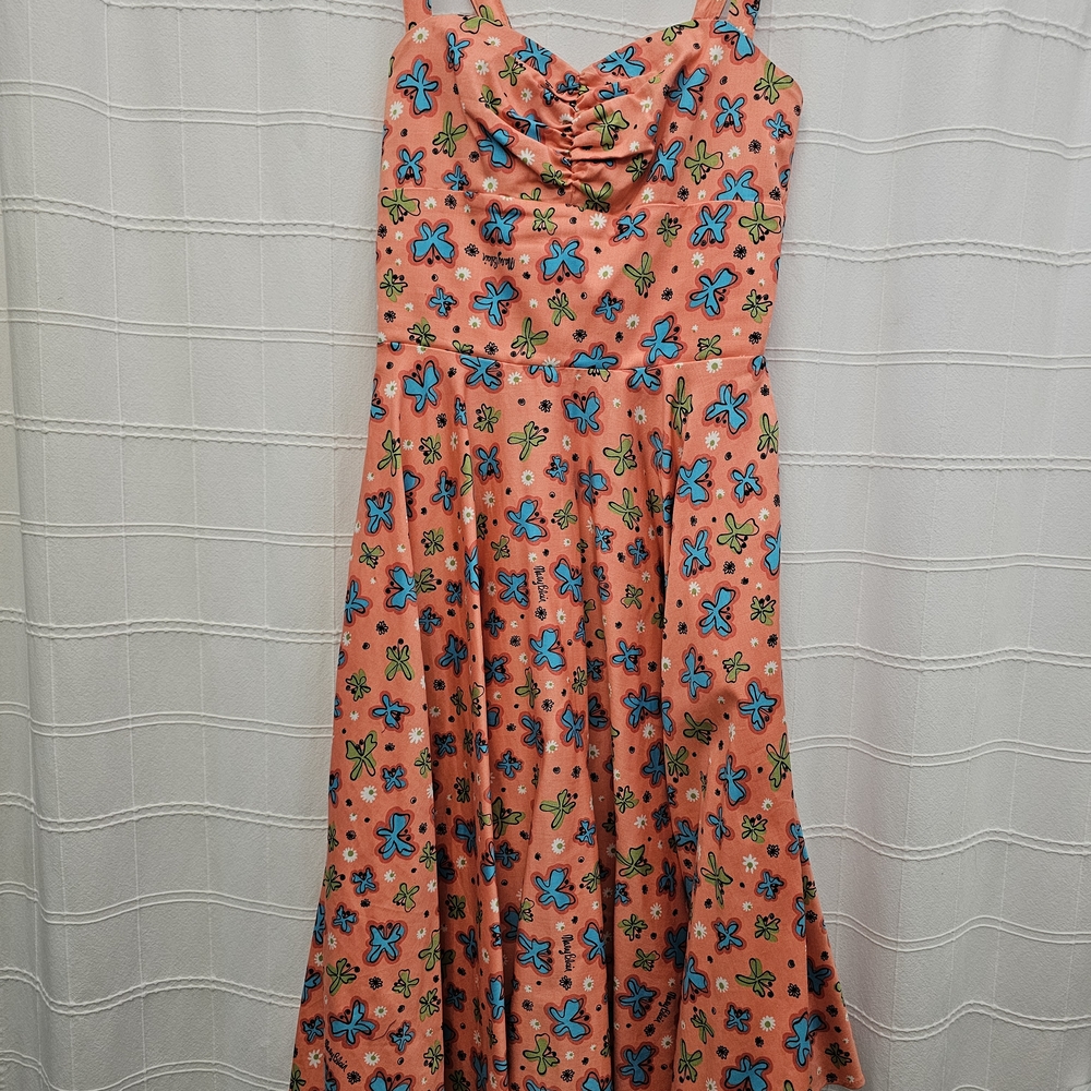 Pinup Couture Coral Butterfly Midi Dress - Picture 2 of 4